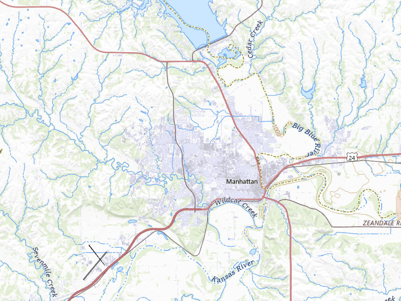 Radar-estimated hail-size map of the storm over Manhattan, KS on May 17, 2026