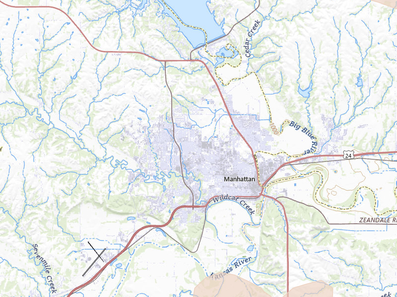 Radar-estimated hail-size map of the storm over Manhattan, KS on Jun 10, 2026