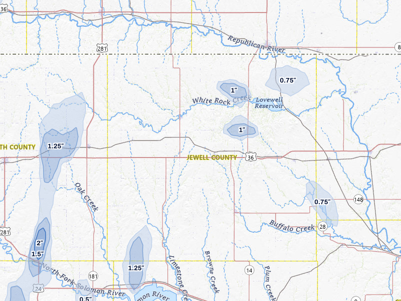 NEXRAD radar-signature map of the hail storm over Mankato, KS on Jun 3, 2026