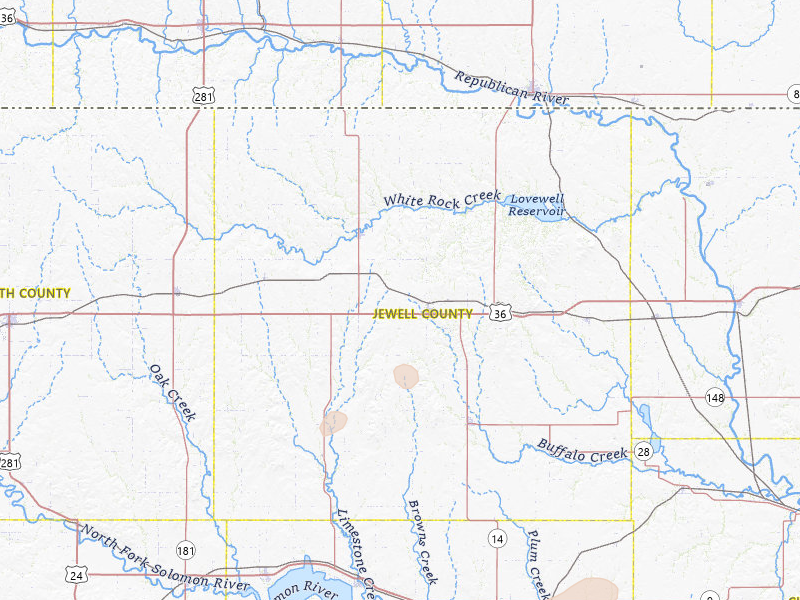 Radar-estimated hail-size map of the storm over Mankato, KS on Jun 9, 2026