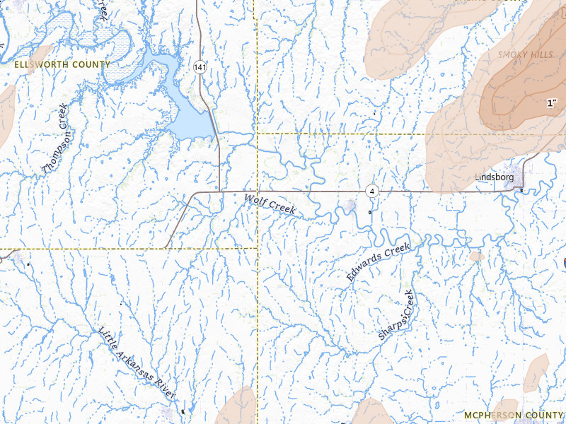 Radar-estimated hail-size map of the storm over Marquette, KS on May 18, 2026