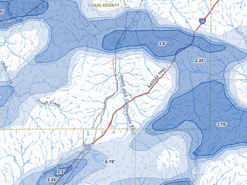 NEXRAD radar-signature map of the hail storm over Matfield Green, KS on Apr 26, 2026