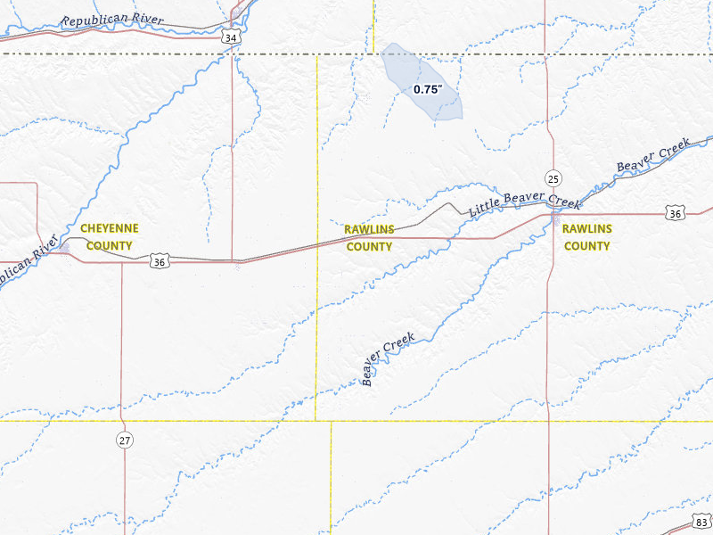 NEXRAD radar-signature map of the hail storm over Mc Donald, KS on Jul 28, 2026