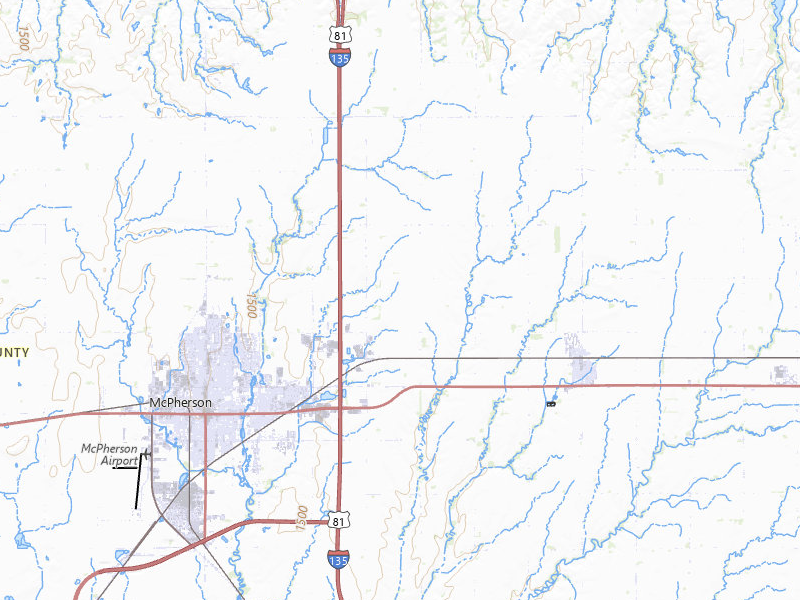 Radar-estimated hail-size map of the storm over Mcpherson, KS on Jun 8, 2026