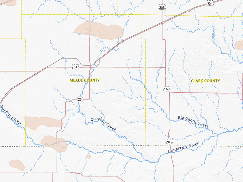 Radar-estimated hail-size map of the storm over Meade, KS on Jun 23, 2026