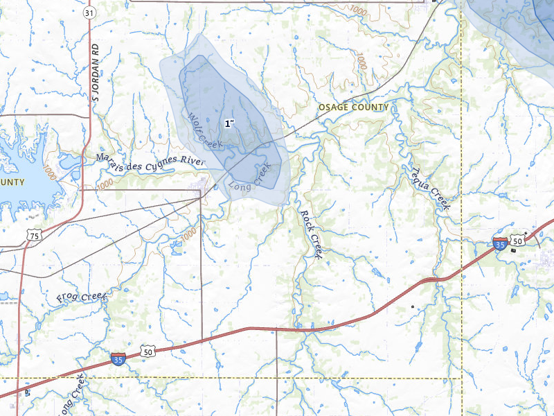 NEXRAD radar-signature map of the hail storm over Melvern, KS on Mar 6, 2026