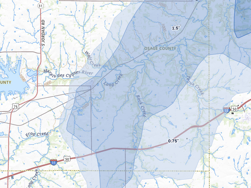 NEXRAD radar-signature map of the hail storm over Melvern, KS on May 30, 2026