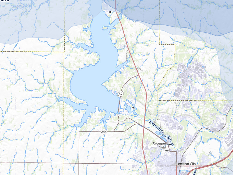 NEXRAD radar-signature map of the hail storm over Milford, KS on Jun 8, 2026