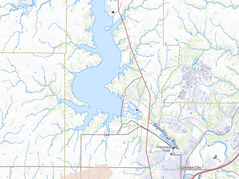 Radar-estimated hail-size map of the storm over Milford, KS on Jul 3, 2026