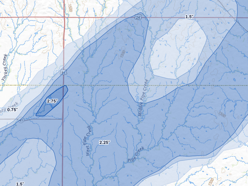 NEXRAD radar-signature map of the hail storm over Miltonvale, KS on May 18, 2026