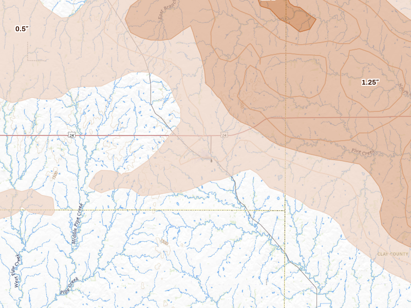 Radar-estimated hail-size map of the storm over Miltonvale, KS