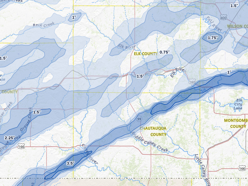 NEXRAD radar-signature map of the hail over Moline, KS
