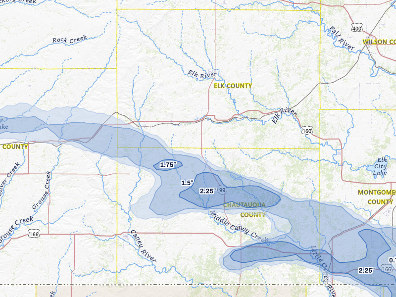 NEXRAD radar-signature map of the hail over Moline, KS
