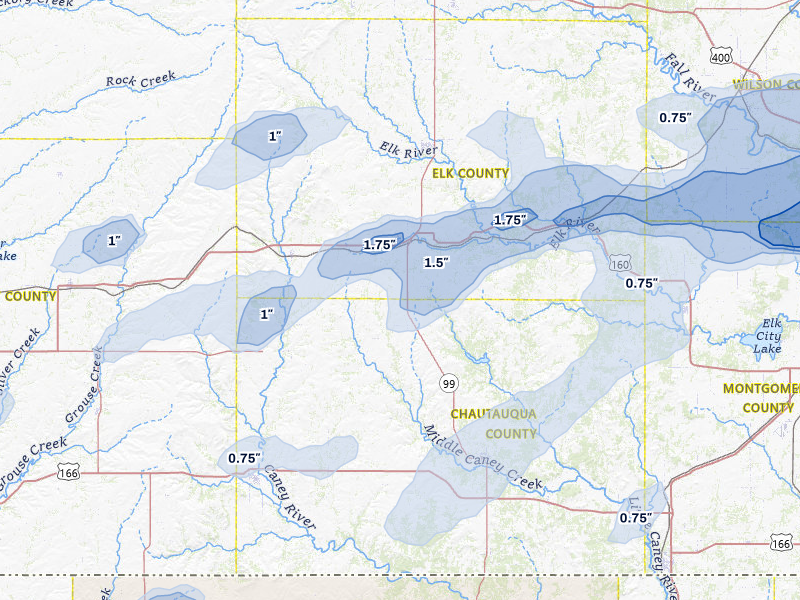 NEXRAD radar-signature map of the hail over Moline, KS