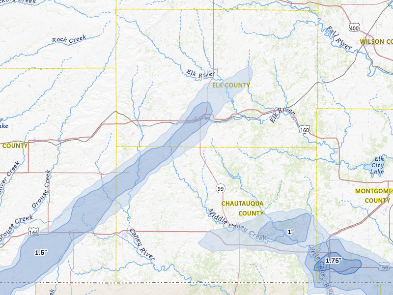 NEXRAD radar-signature map of the hail storm over Moline, KS on Jun 26, 2026