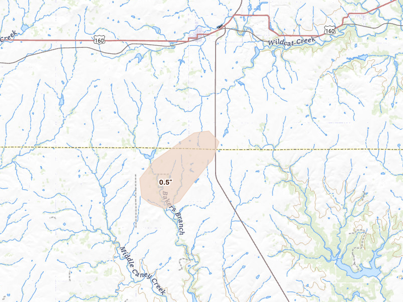 Radar-estimated hail-size map of the storm over Moline, KS