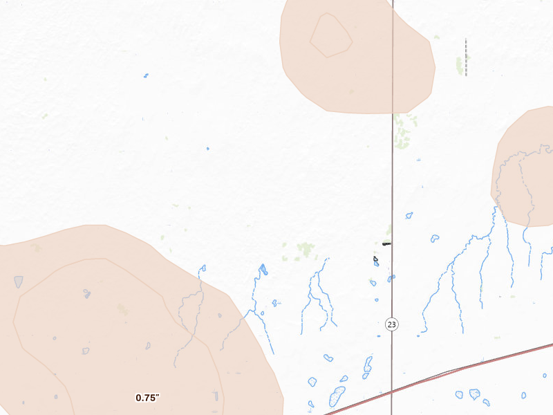 Radar-estimated hail-size map of the storm over Montezuma, KS
