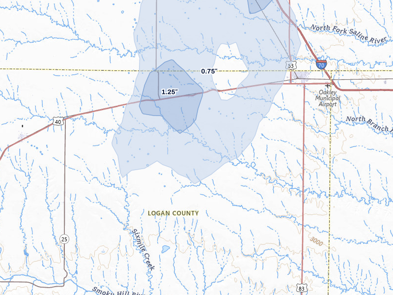 NEXRAD radar-signature map of the hail storm over Monument, KS on May 29, 2026