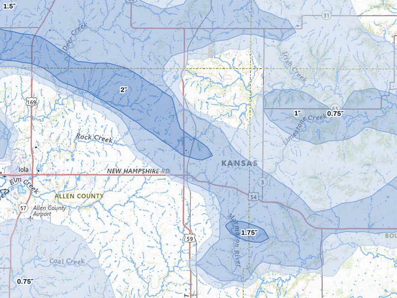 NEXRAD radar-signature map of the hail storm over Moran, KS on May 31, 2026