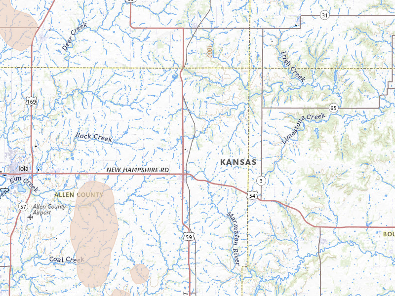 Radar-estimated hail-size map of the storm over Moran, KS on Jun 8, 2026