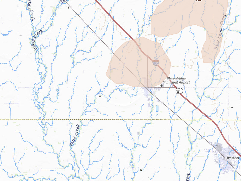 Radar-estimated hail-size map of the storm over Moundridge, KS on Mar 6, 2026
