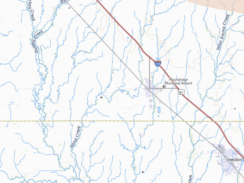 Radar-estimated hail-size map of the storm over Moundridge, KS on Apr 26, 2026