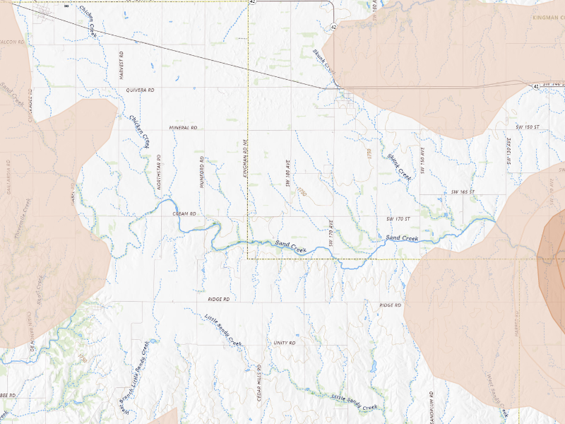 Radar-estimated hail-size map of the storm over Nashville, KS on Sep 12, 2026