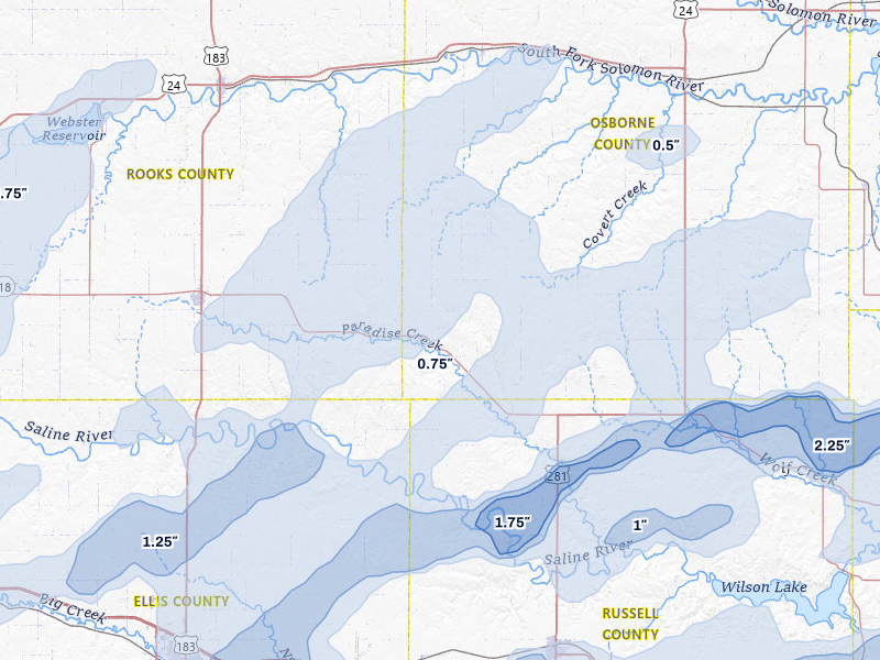 NEXRAD radar-signature map of the hail over Natoma, KS