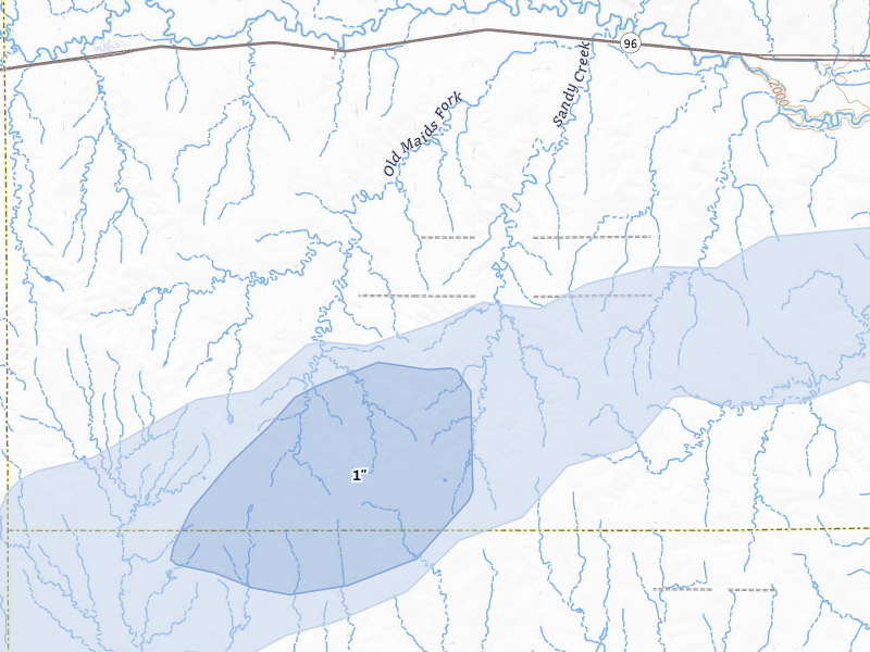 NEXRAD radar-signature map of the hail storm over Nekoma, KS on Jul 4, 2026