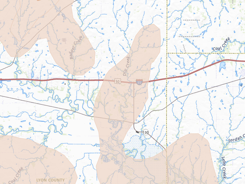 Radar-estimated hail-size map of the storm over Neosho Rapids, KS on May 30, 2026