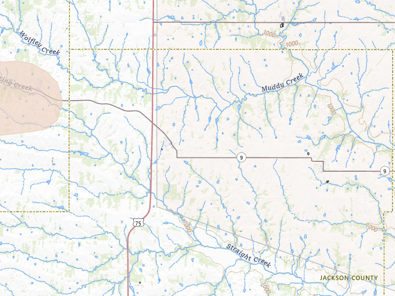 Radar-estimated hail-size map of the storm over Netawaka, KS on Apr 9, 2026