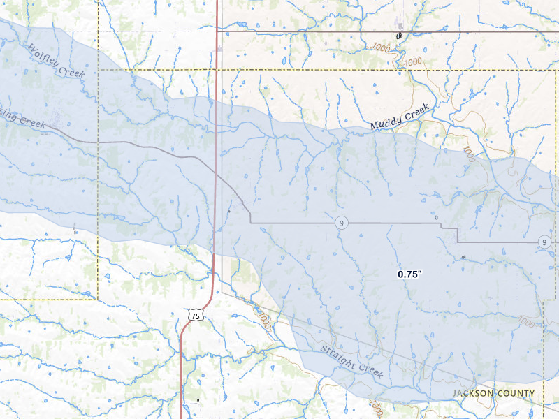 NEXRAD radar-signature map of the hail storm over Netawaka, KS on Apr 9, 2026