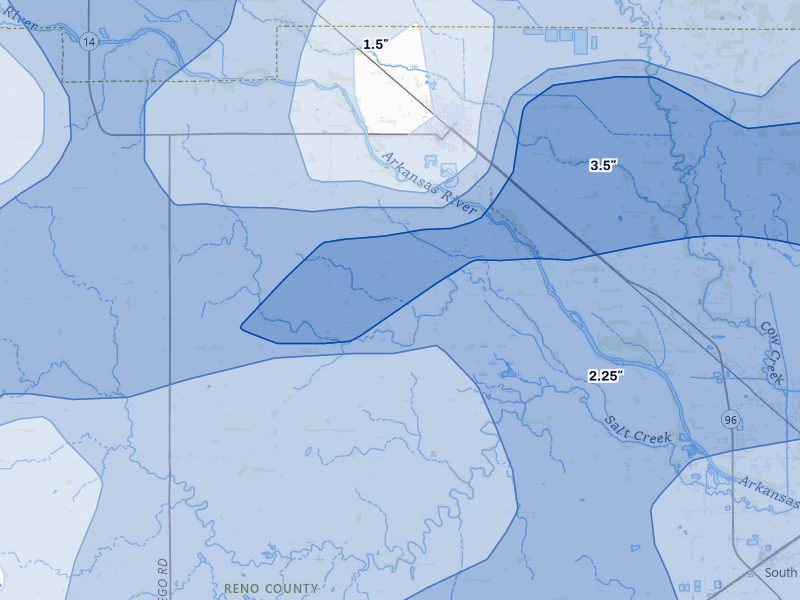 NEXRAD radar-signature map of the hail storm over Nickerson, KS on May 18, 2026