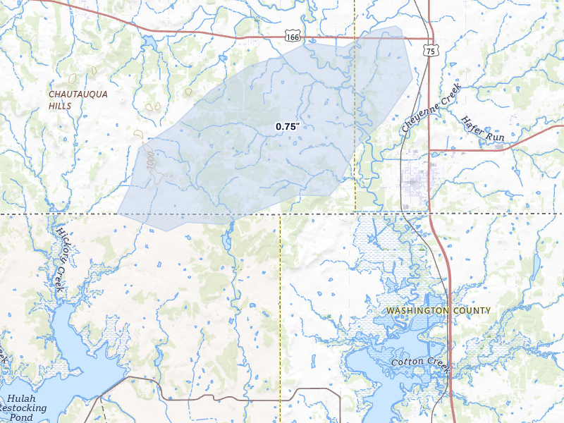 NEXRAD radar-signature map of the hail storm over Niotaze, KS on Apr 1, 2026
