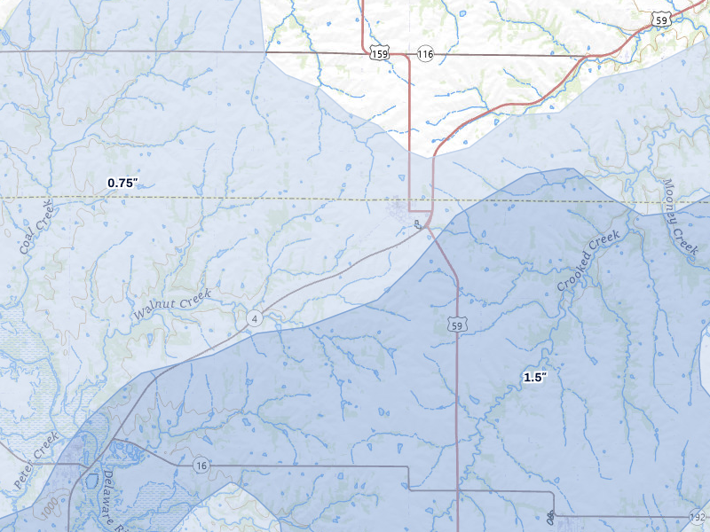NEXRAD radar-signature map of the hail over Nortonville, KS
