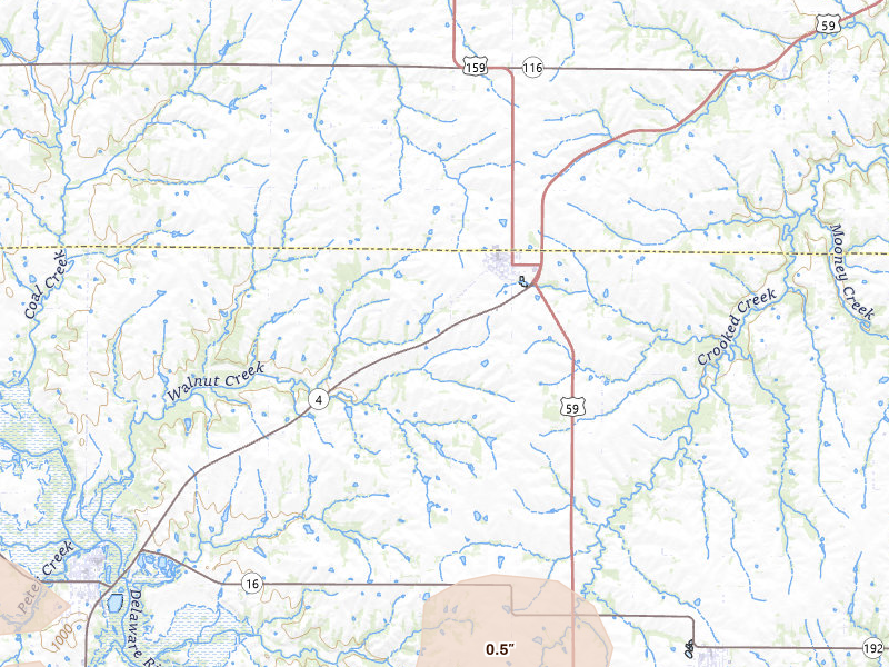 Radar-estimated hail-size map of the storm over Nortonville, KS on May 31, 2026
