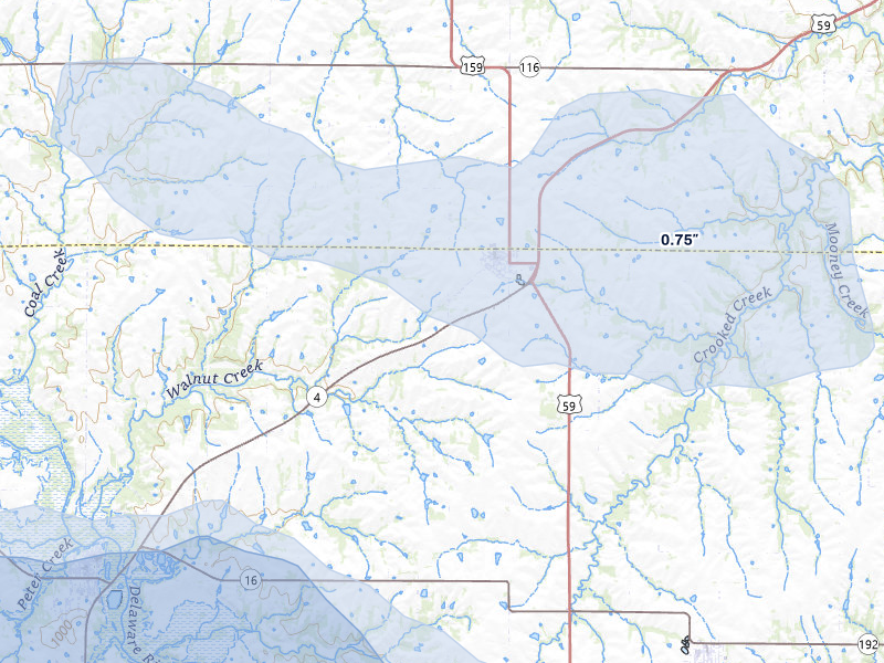 NEXRAD radar-signature map of the hail storm over Nortonville, KS on May 31, 2026