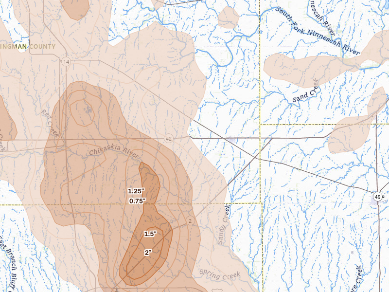 Radar-estimated hail-size map of the storm over Norwich, KS