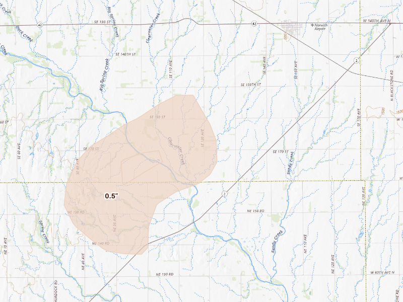 Radar-estimated hail-size map of the storm over Norwich, KS