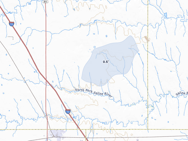 NEXRAD radar-signature map of the hail storm over Oakley, KS on Jun 1, 2026