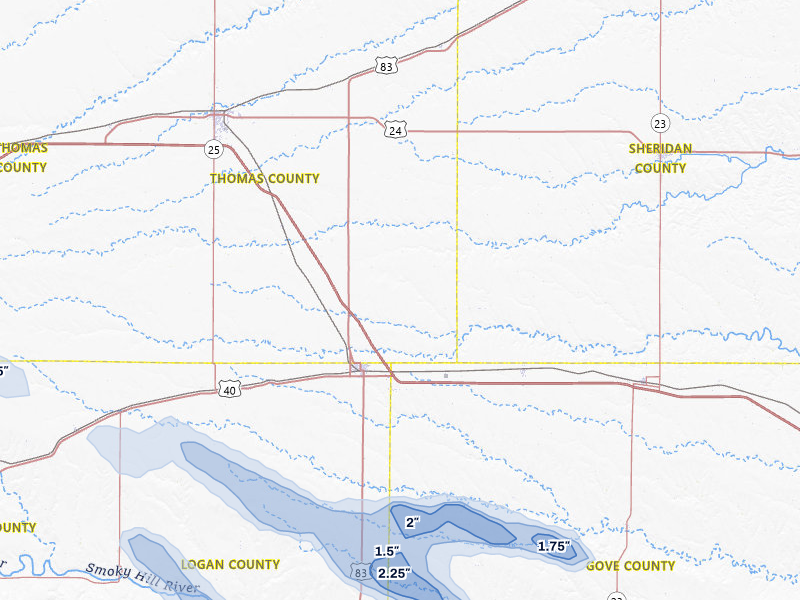NEXRAD radar-signature map of the hail storm over Oakley, KS on Aug 19, 2026