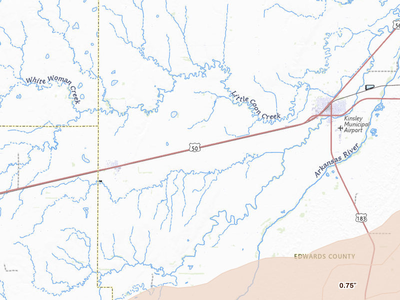 Radar-estimated hail-size map of the storm over Offerle, KS on Apr 9, 2026
