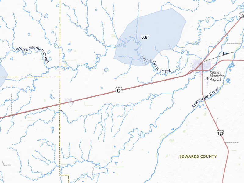 NEXRAD radar-signature map of the hail storm over Offerle, KS on Jun 1, 2026