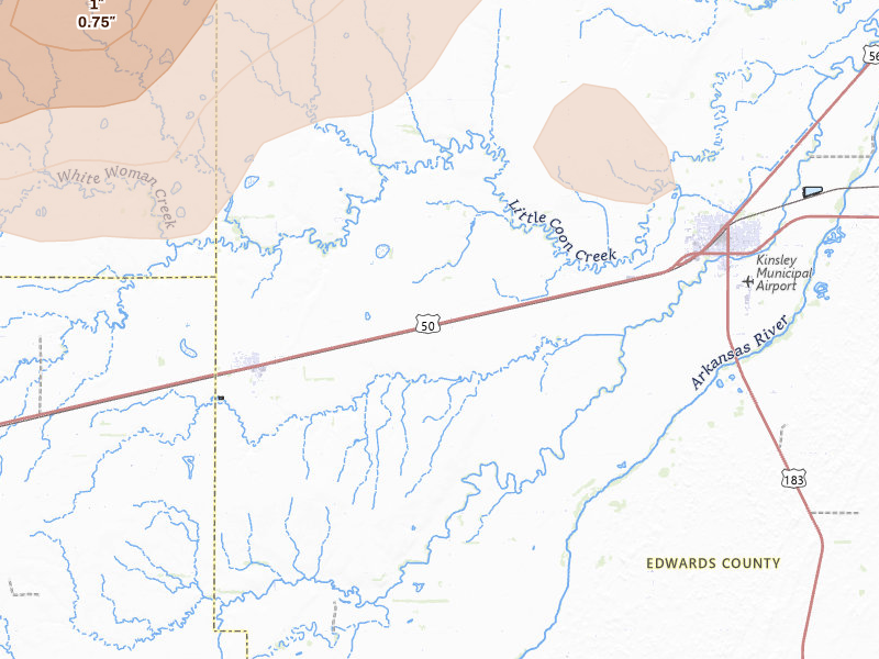 Radar-estimated hail-size map of the storm over Offerle, KS