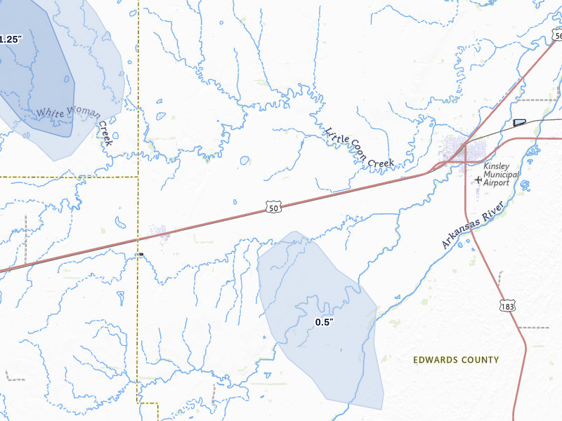 NEXRAD radar-signature map of the hail storm over Offerle, KS on Jun 25, 2026