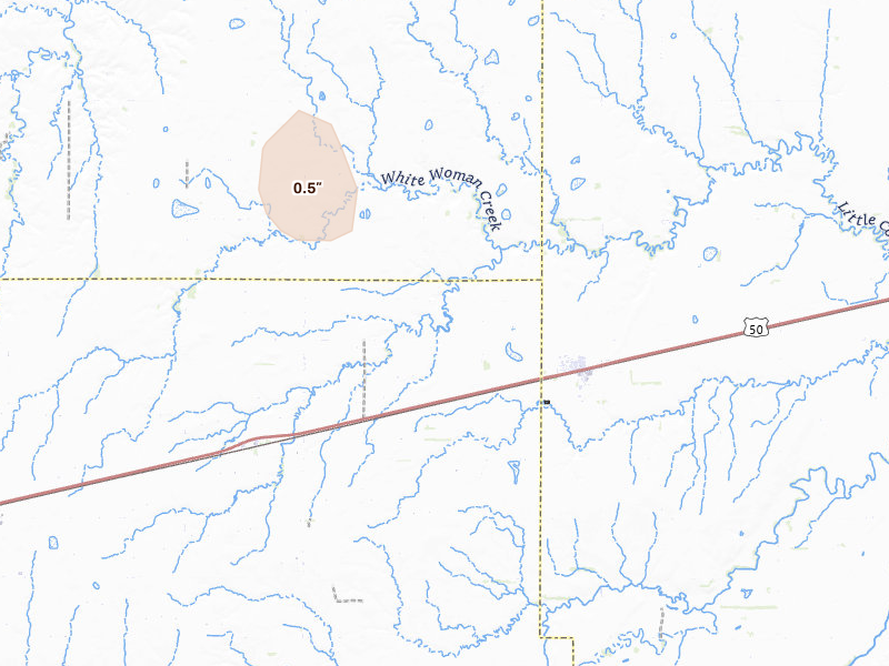 Radar-estimated hail-size map of the storm over Offerle, KS