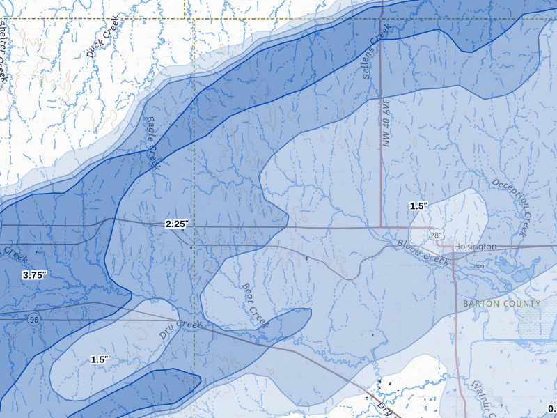 NEXRAD radar-signature map of the hail storm over Olmitz, KS on May 17, 2026