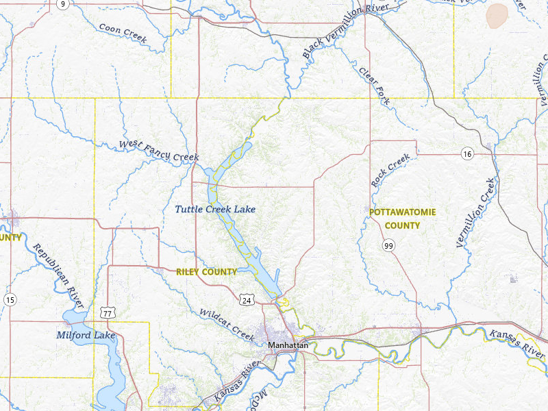 Radar-estimated hail-size map of the storm over Olsburg, KS on May 16, 2026