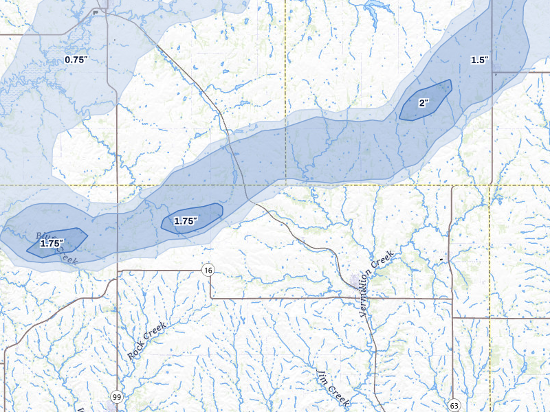 NEXRAD radar-signature map of the hail over Onaga, KS