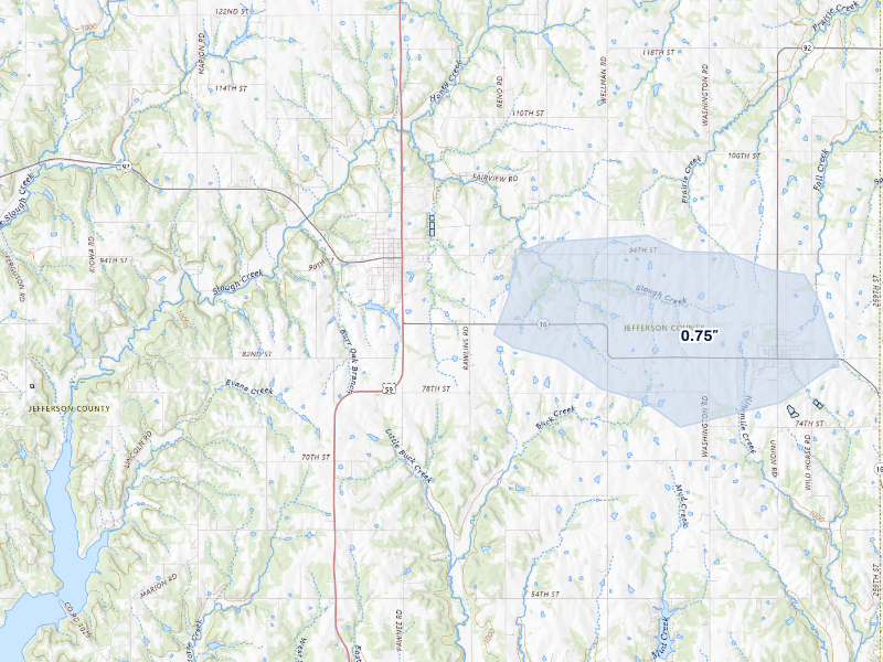 NEXRAD radar-signature map of the hail storm over Oskaloosa, KS on Aug 18, 2026